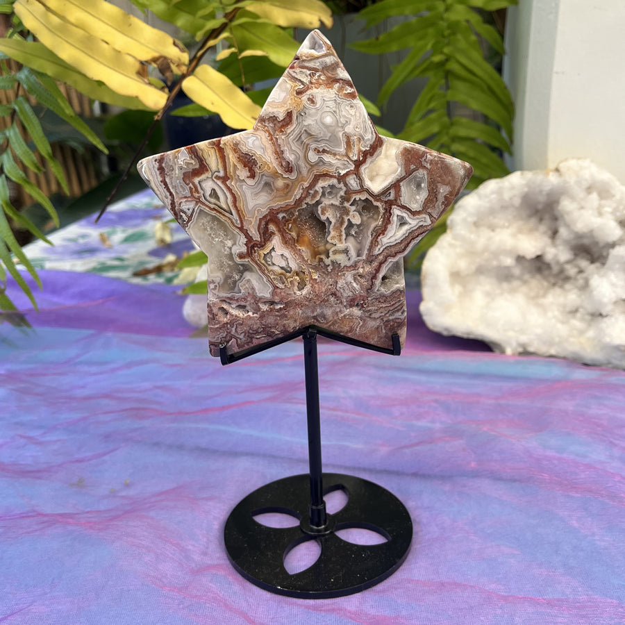 Star on Stand Mexican Agate with Druzy | Carpe Diem With Remi