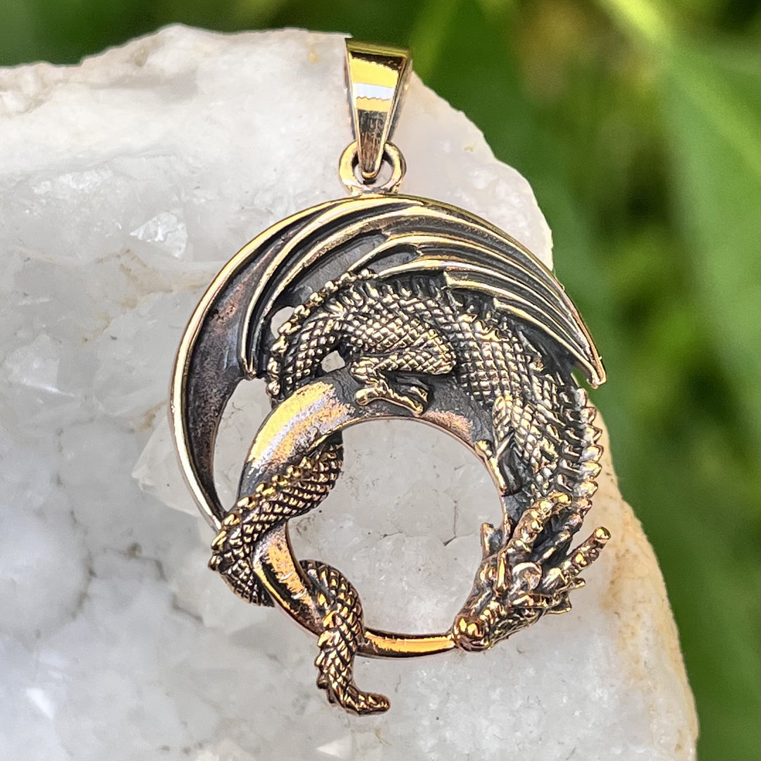 Pendant Dragon Ouroboros Bronze 4.0 cm | Carpe Diem With Remi