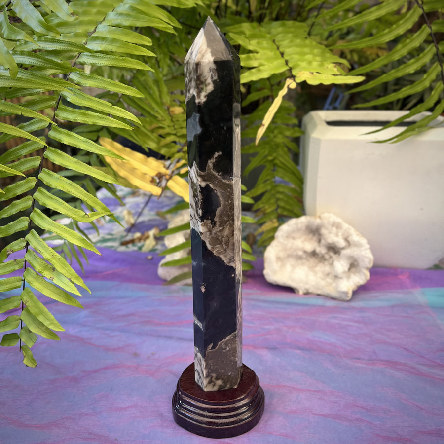 Tower Volcanic Agate 40 cm Tall with Stand | IN STORE ONLY | Carpe Diem With Remi