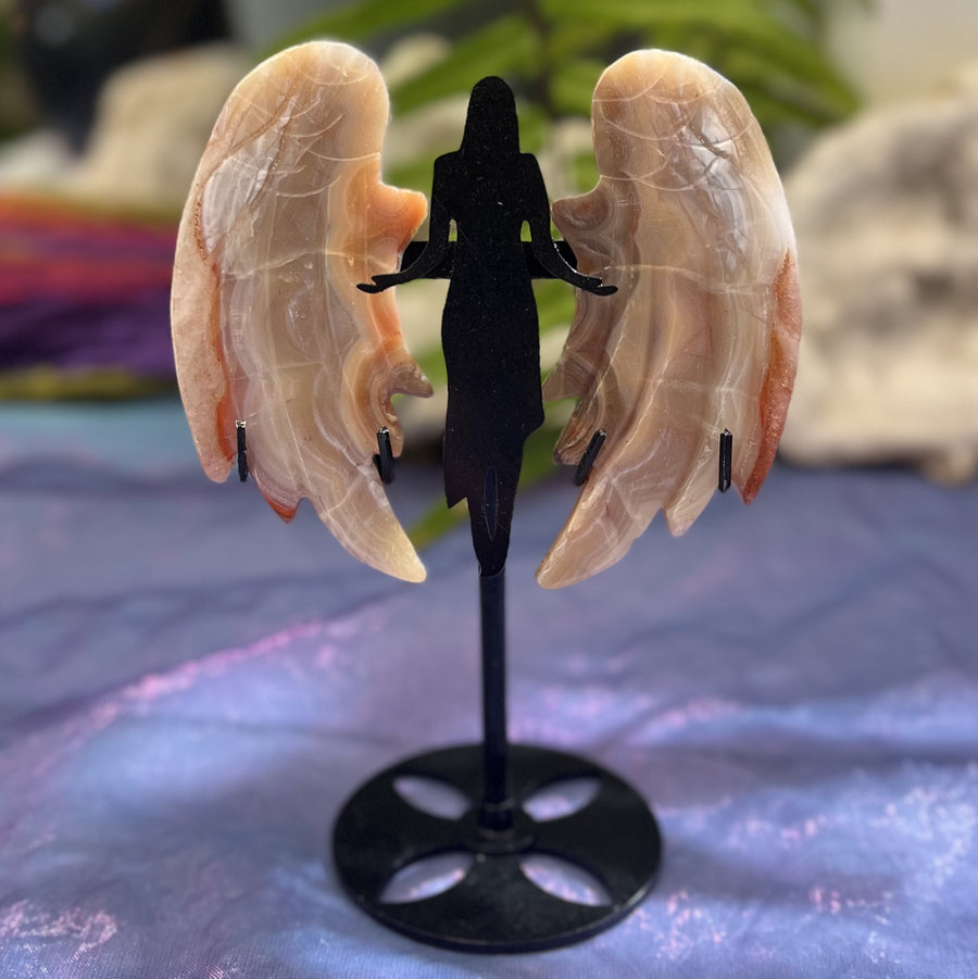 Angel Wings on Stand Banded Agate | Carpe Diem With Remi