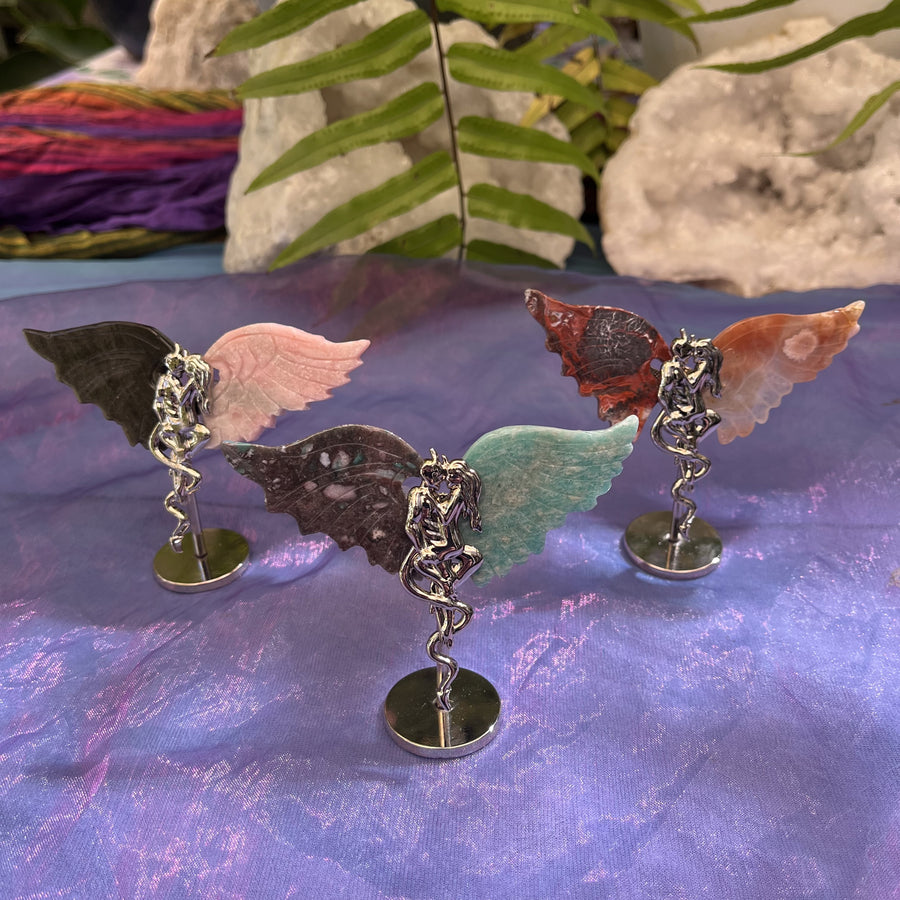 Mystic Guardians Mini Winged Statues on Stand | Carpe Diem With Remi