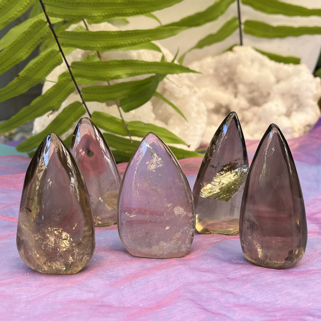 Flame Smokey Quartz Carved
