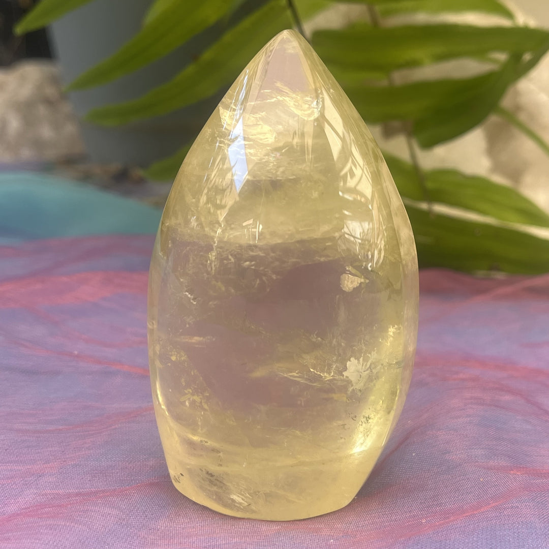 Flame Lemon Quartz Hand Carved 9.5 cm