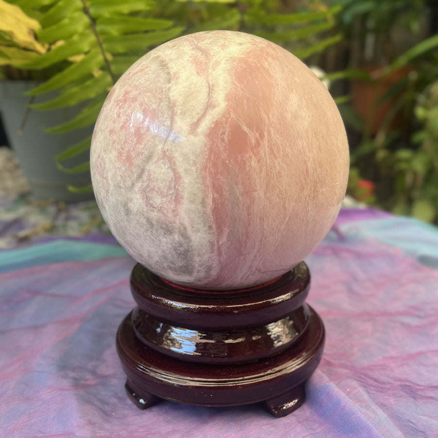 Sphere Pink Opal 20 cm on Stand In Store Only | Carpe Diem with Remi