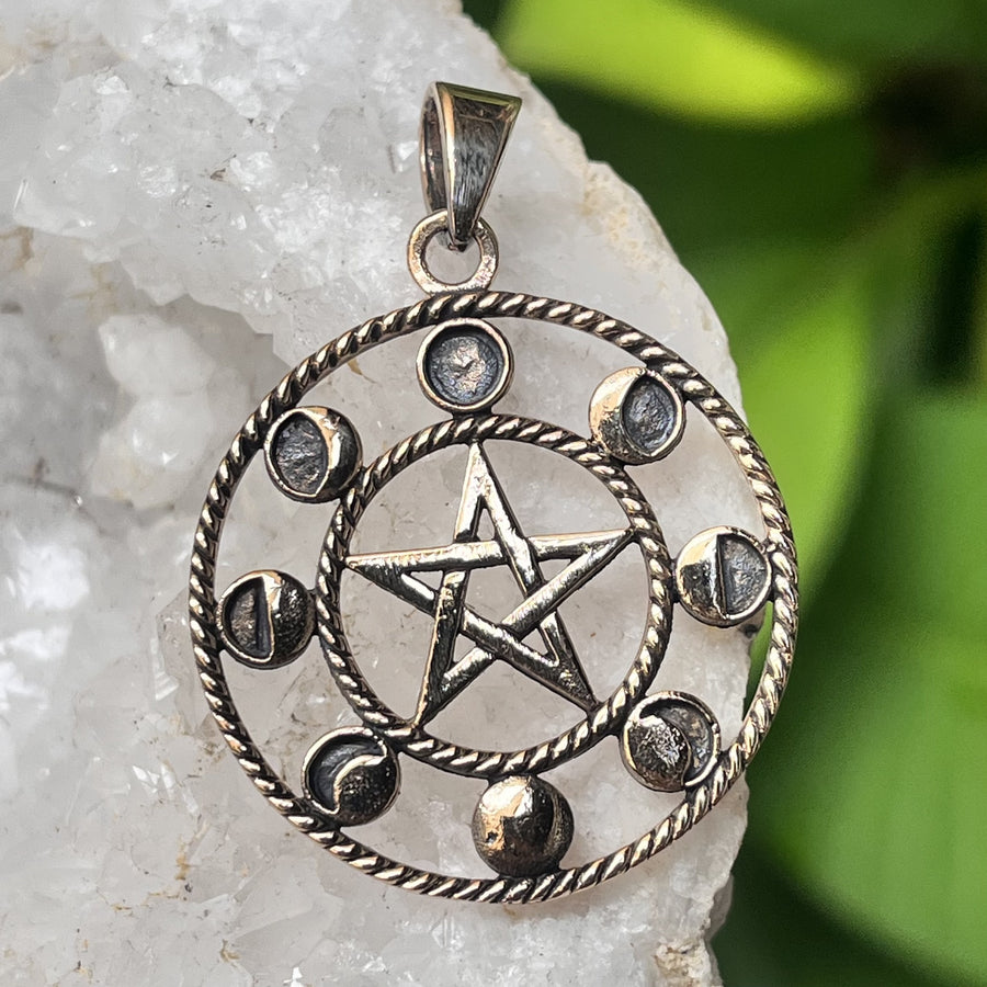 Pendant Bronze Moon Phase Pentacle 3.8 cm | Carpe Diem With Remi