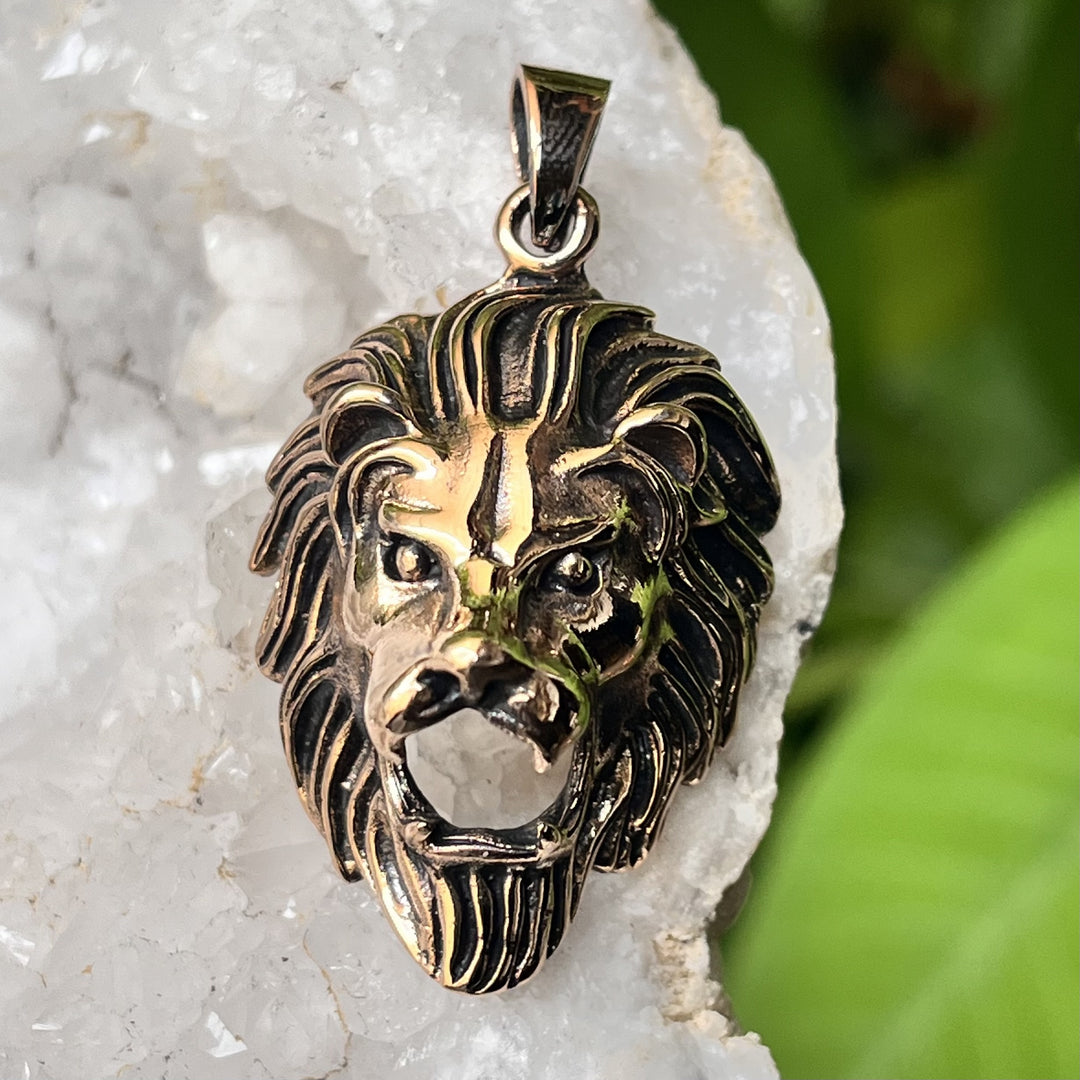 Pendant Bronze Lion Head 4.4 cm