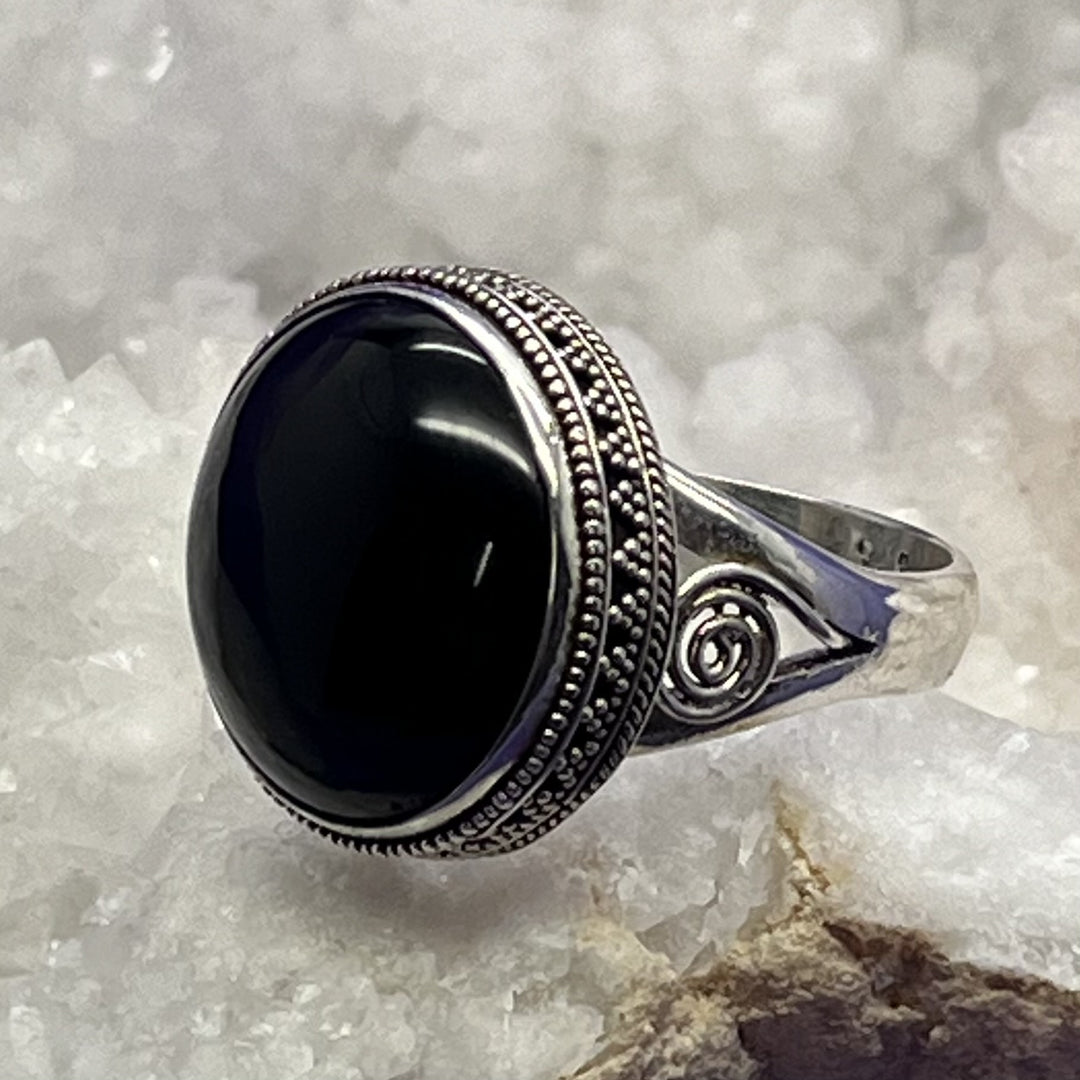 Ring Black Onyx Round S/S
