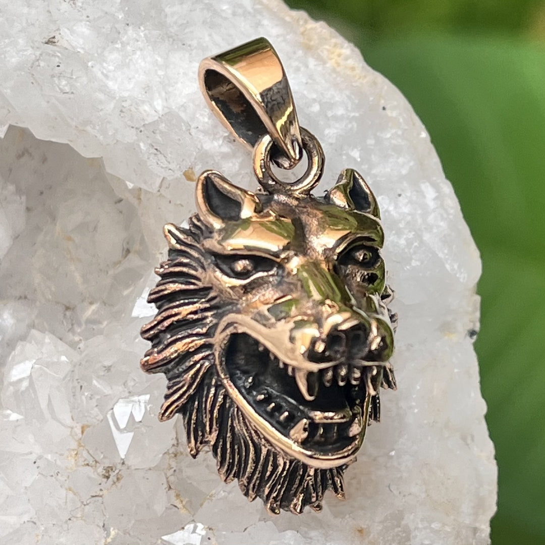 Pendant Bronze Wolf Head 3.1 cm