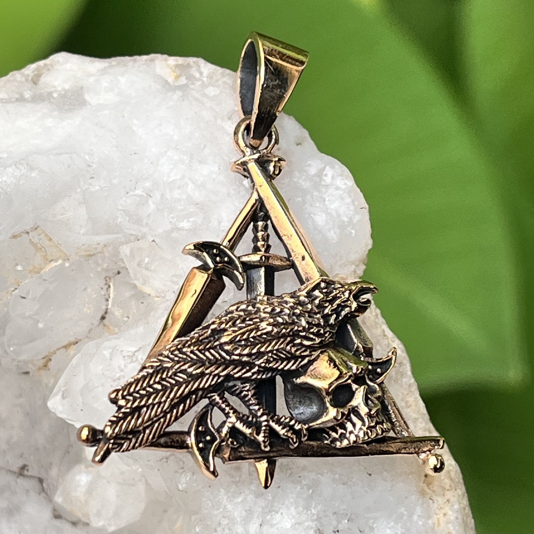 Pendant Bronze Raven & Skull 3.4 cm
