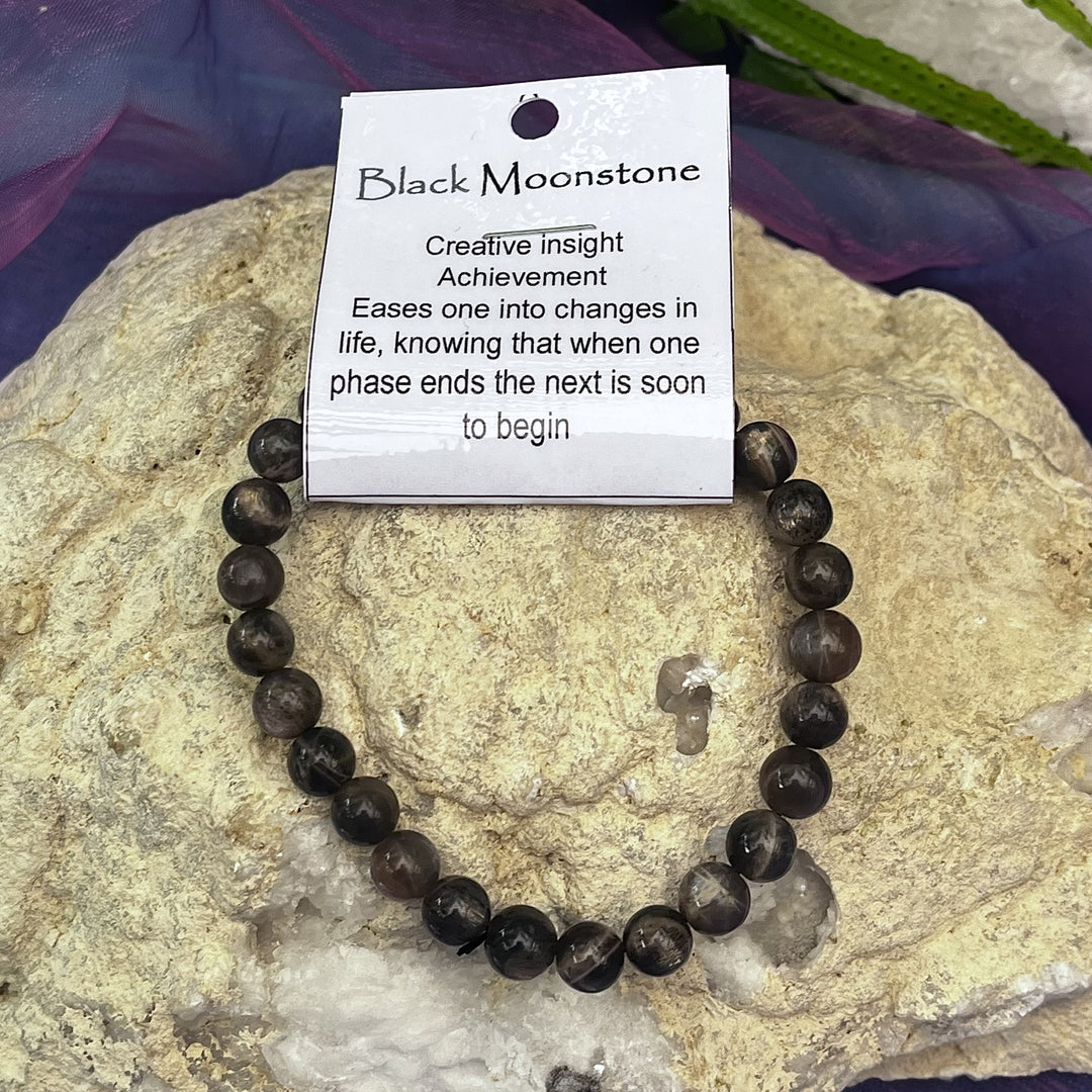 Bracelet Black Moonstone 8 mm Beads
