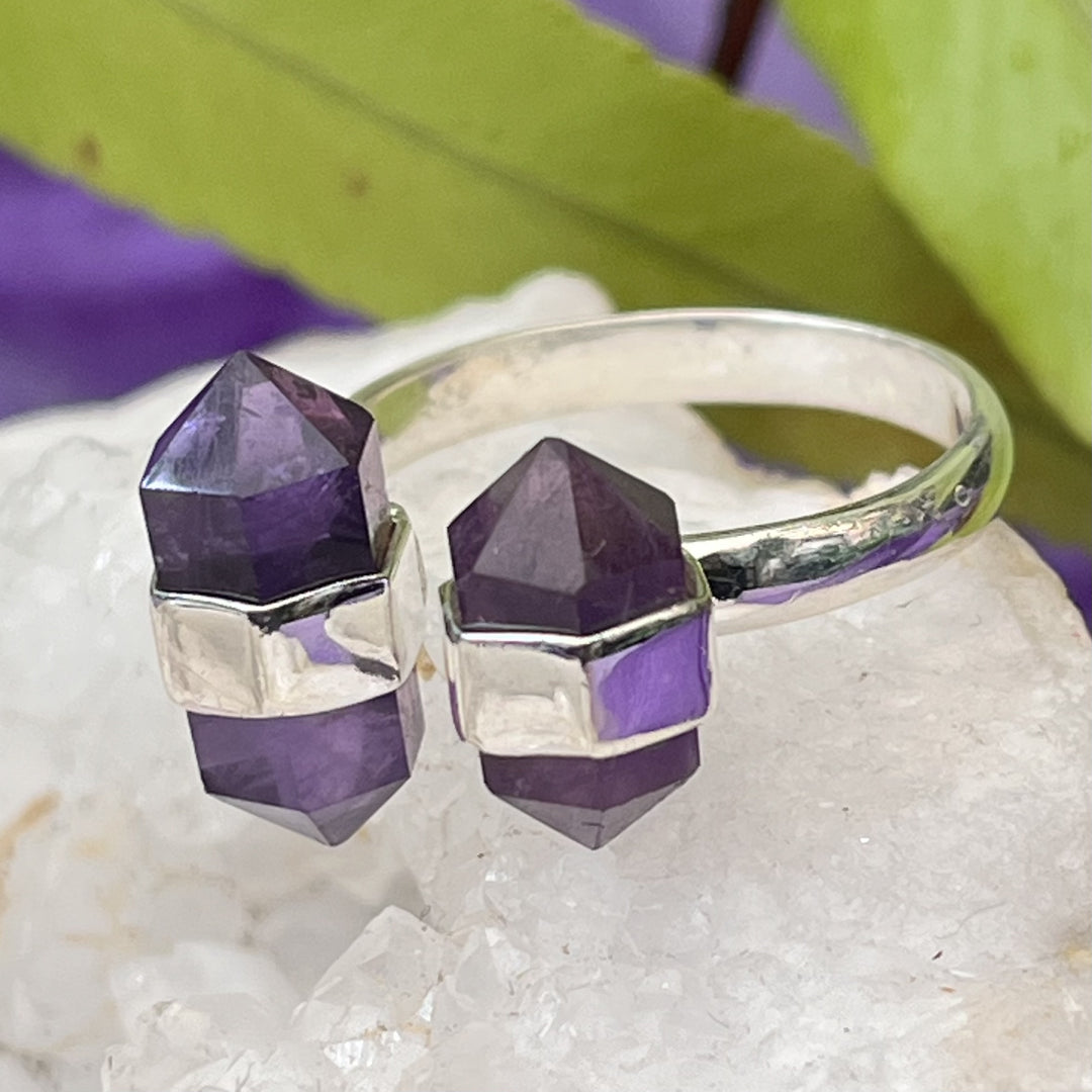 Ring Amethyst Double Terminated Points