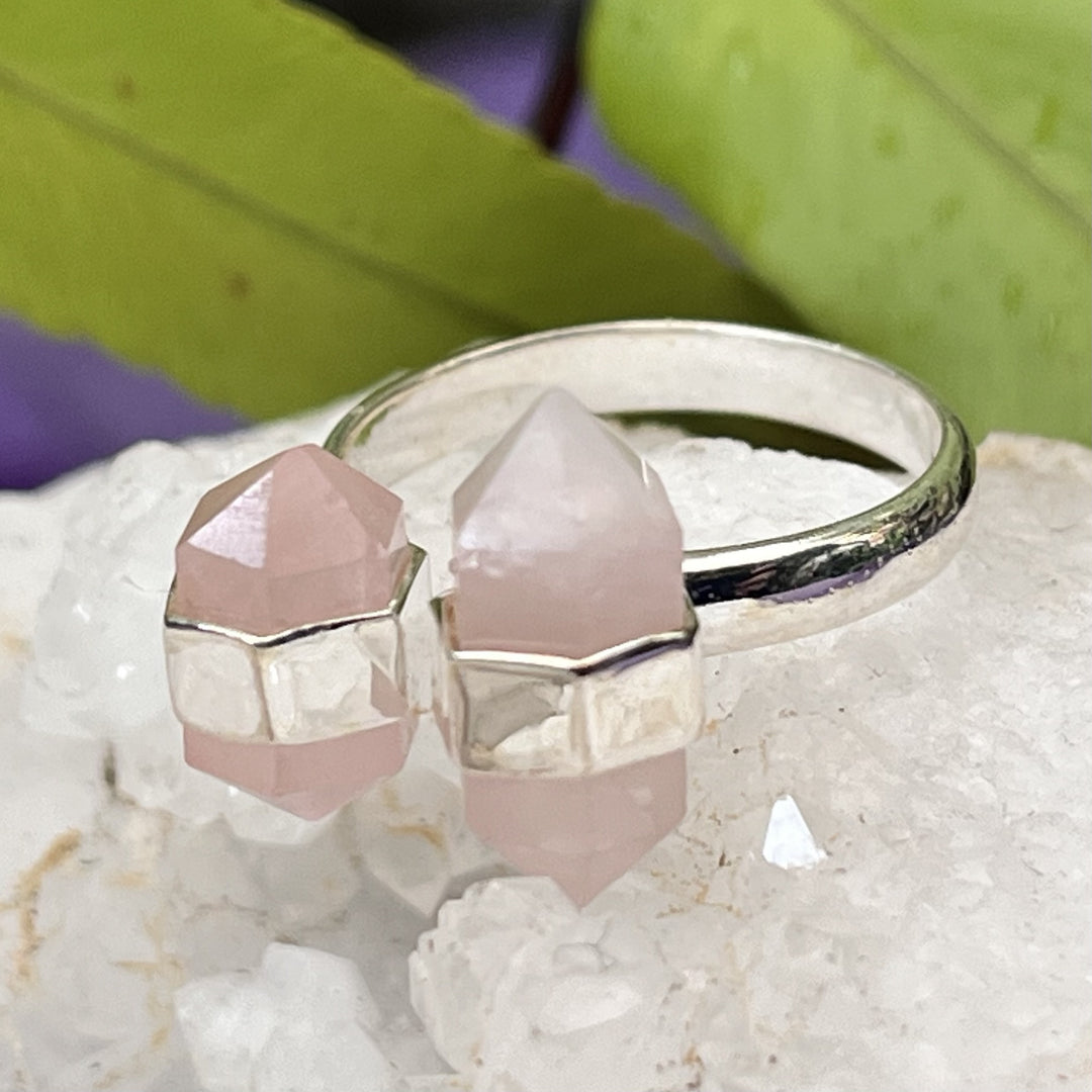 Ring Rose Quartz Double Terminated Points