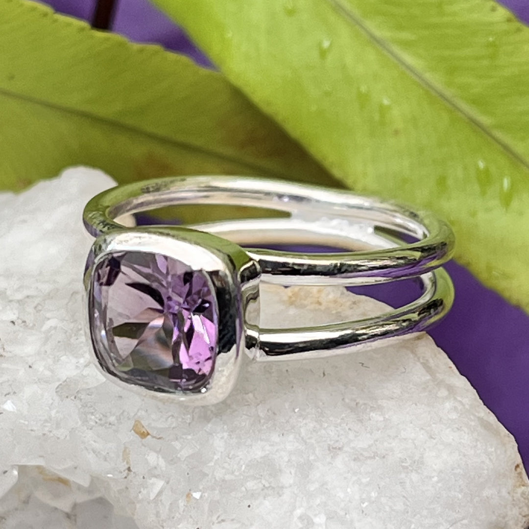 Ring Amethyst Square Facet 0.7 cm