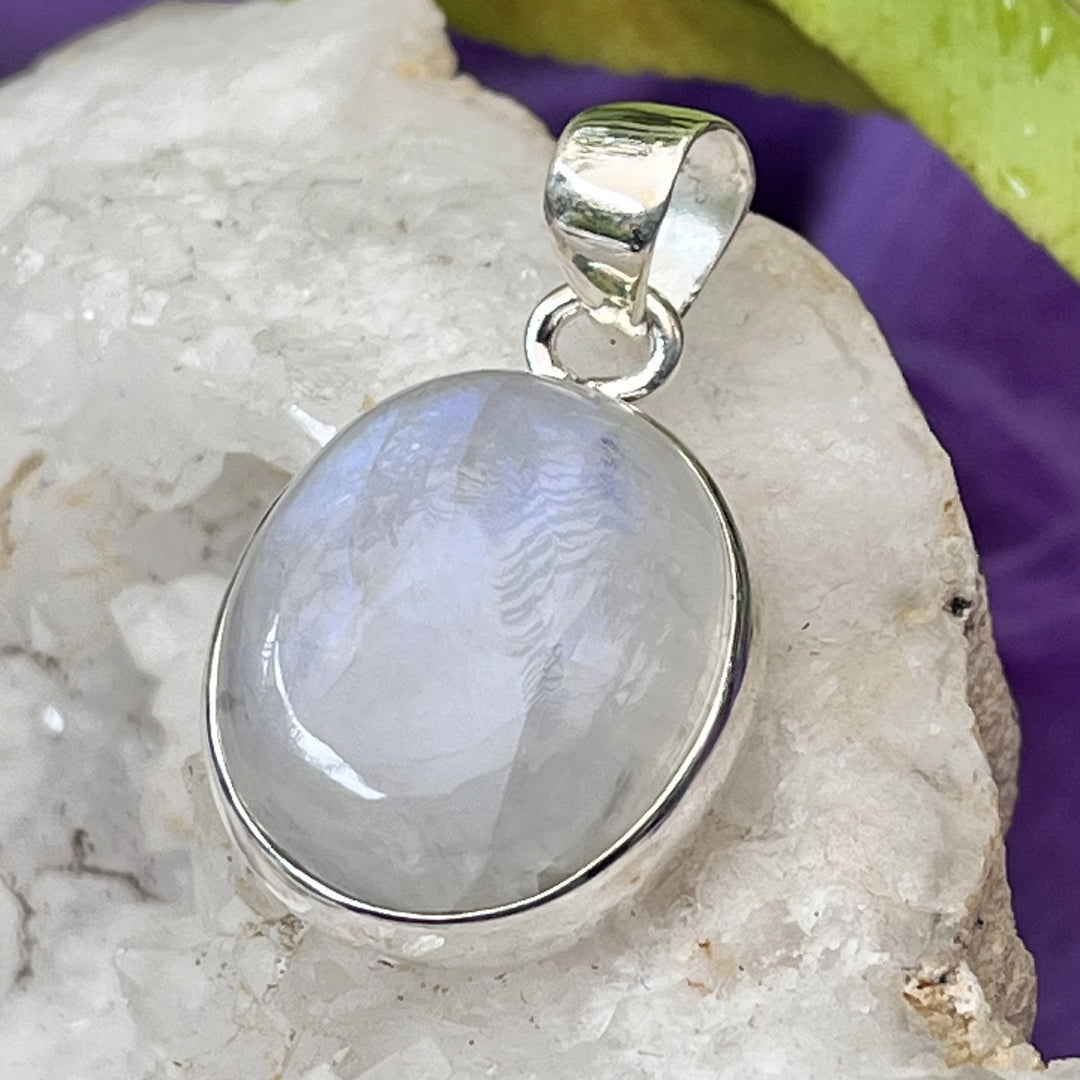 Pendant Rainbow Moonstone Oval 3.5 cm