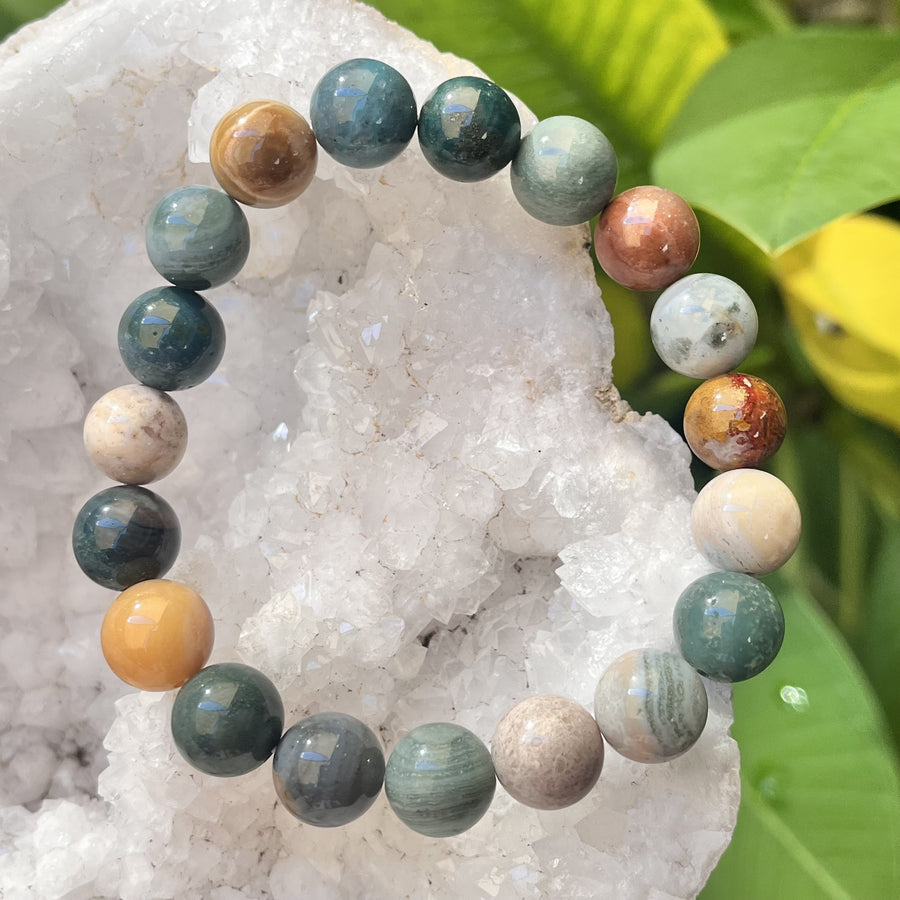 Bracelet Polychrome Jasper 10 mm Beads | Carpe Diem With Remi