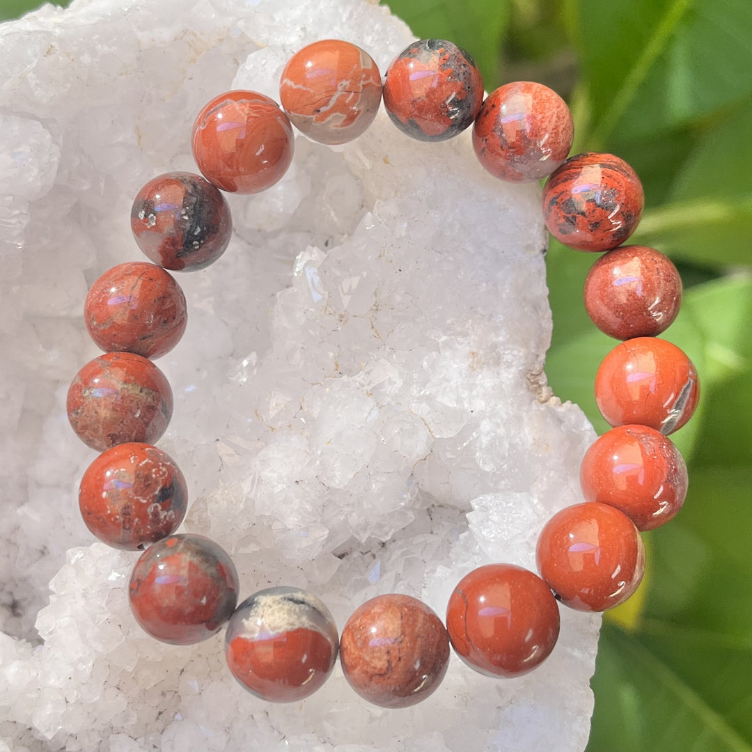 Bracelet Red Jasper 12 mm Beads | Carpe Diem With Remi