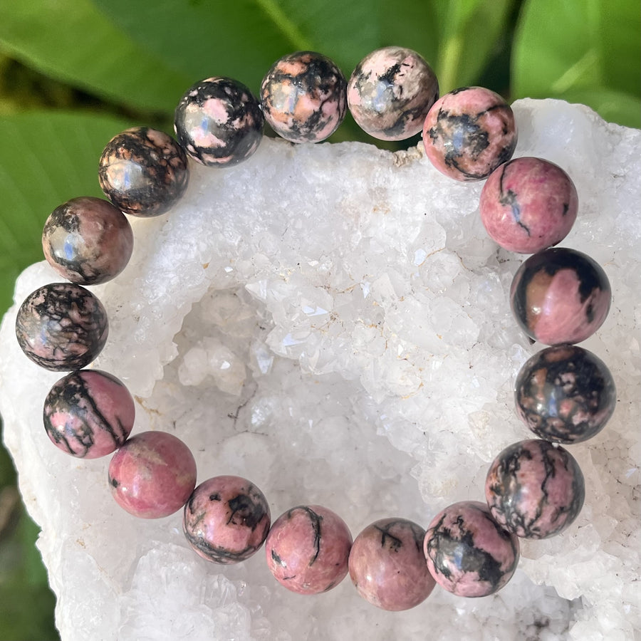 Bracelet Rhodonite 12 mm Beads | Carpe Diem With Remi