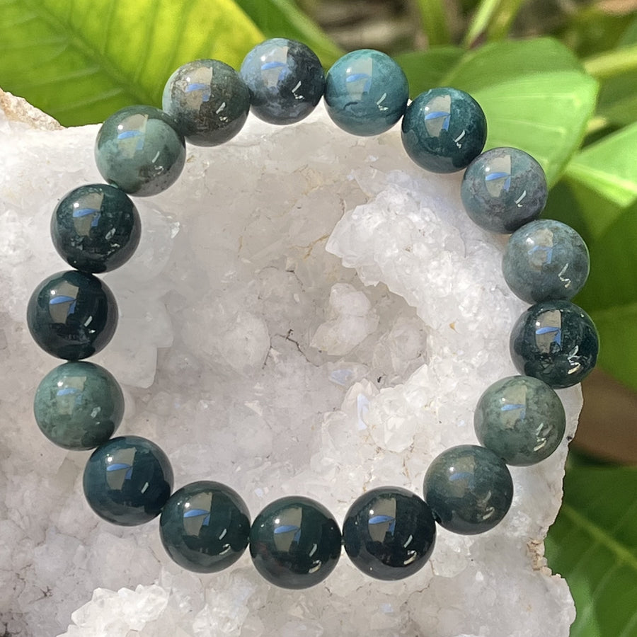 Bracelet Moss Agate 12mm Beads | Carpe Diem With Remi