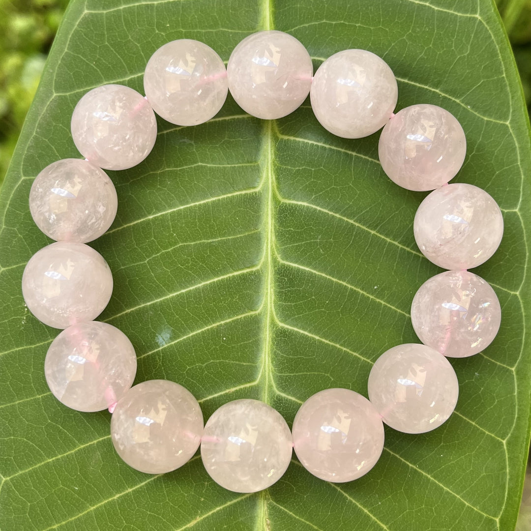 Bracelet Rose Quartz 15 mm Beads | Carpe Diem With Remi