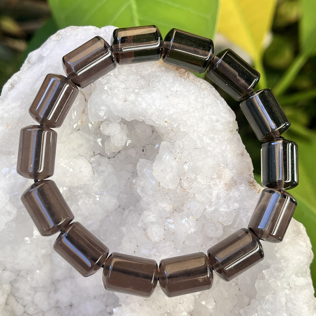 Bracelet Smoky Quartz Barrel Beads | Carpe Diem With Remi