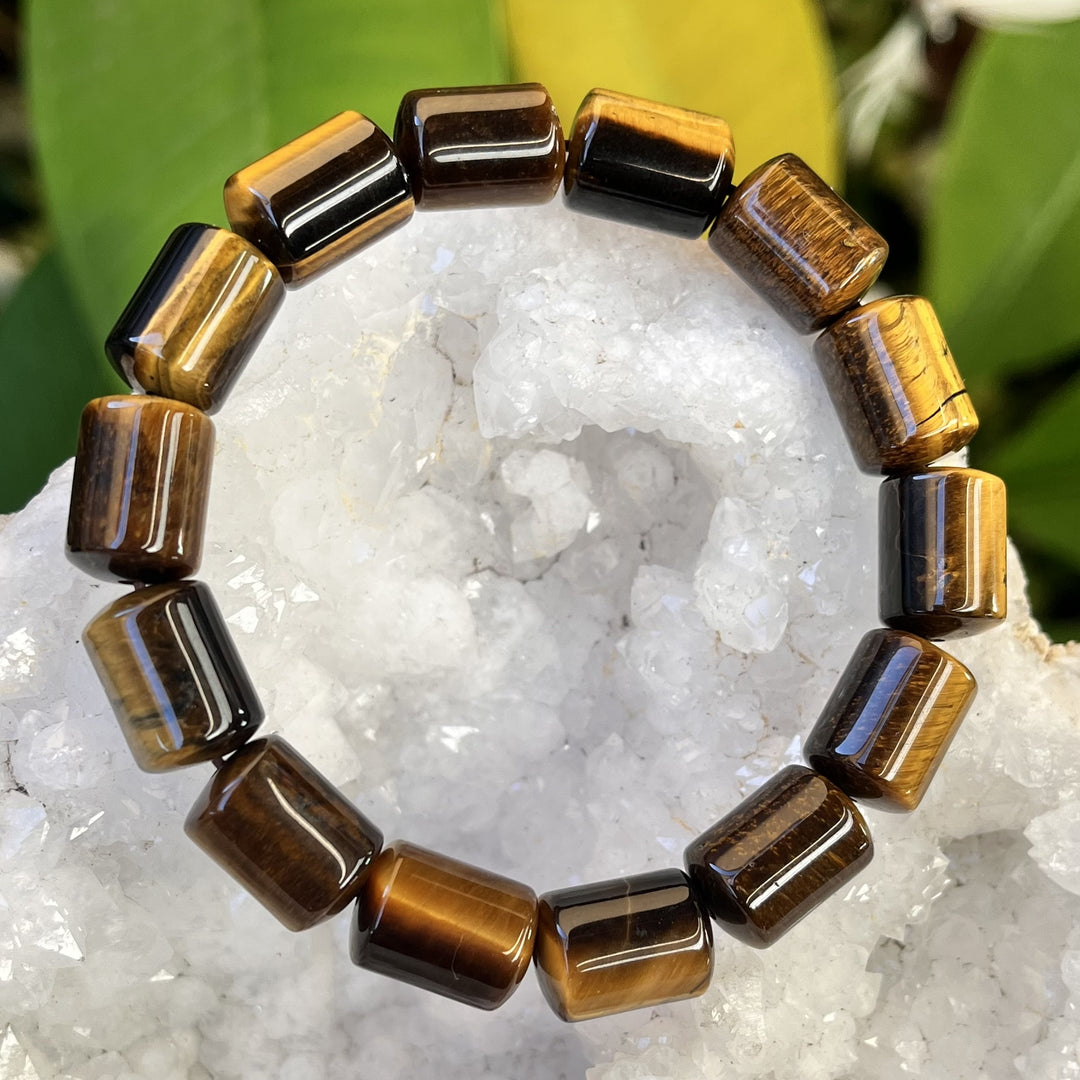 Bracelet Tiger Eye Barrel Beads | Carpe Diem With Remi