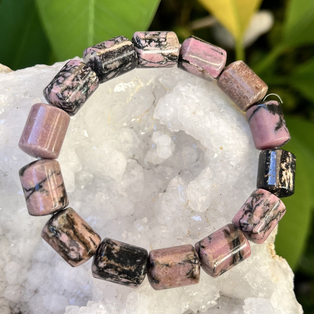 Bracelet Rhodonite Barrel Beads | Carpe Diem With Remi
