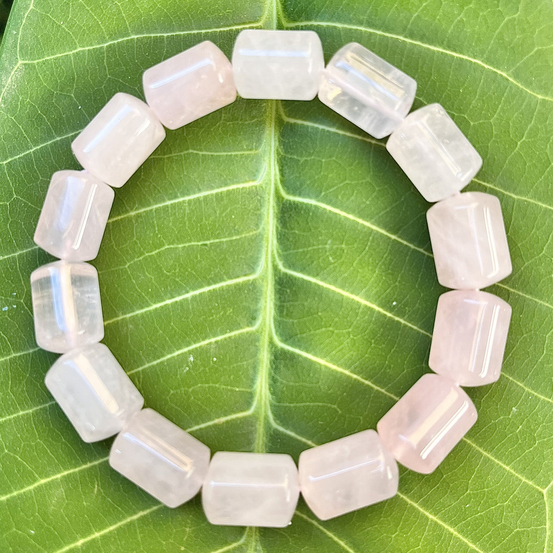 Bracelet Rose Quartz Barrel Beads | Carpe Diem With Remi