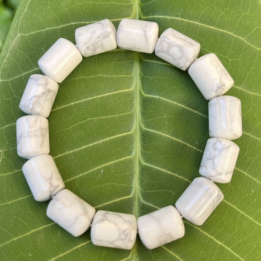 Bracelet White Howlite Barrel Beads | Carpe Diem With Remi