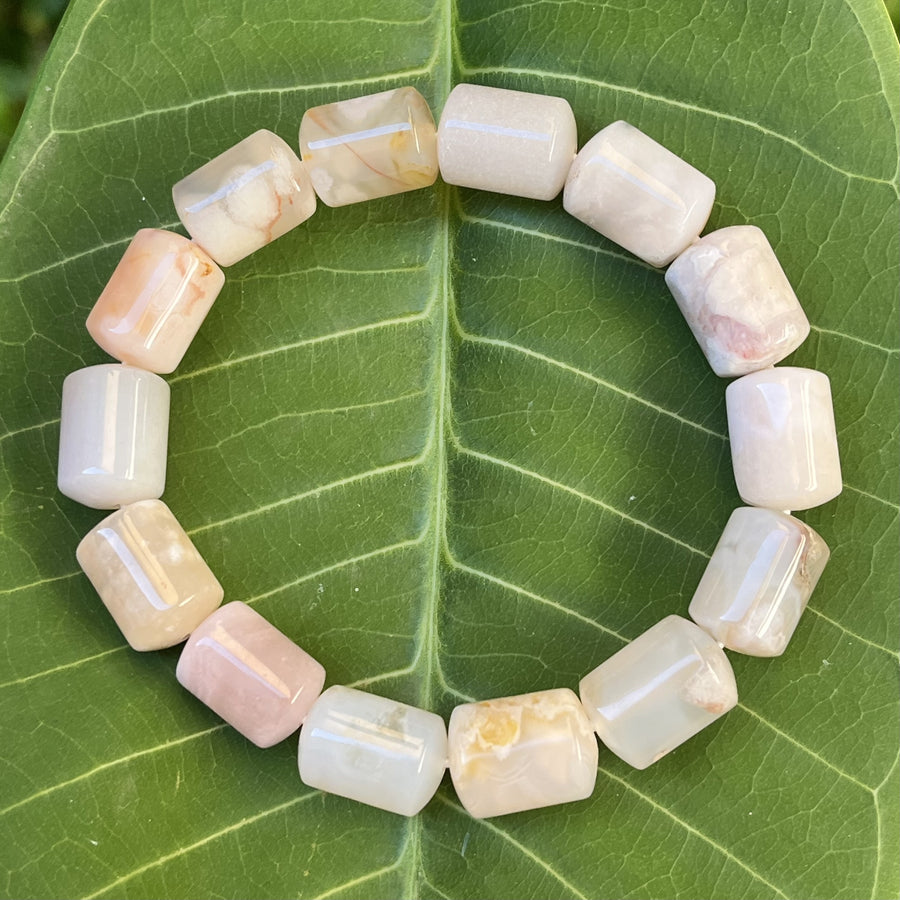 Bracelet Flower Agate Barrel Beads | Carpe Diem With Remi
