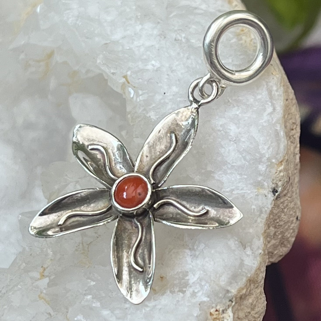 Pendant Red Coral Flower 3.7 cm