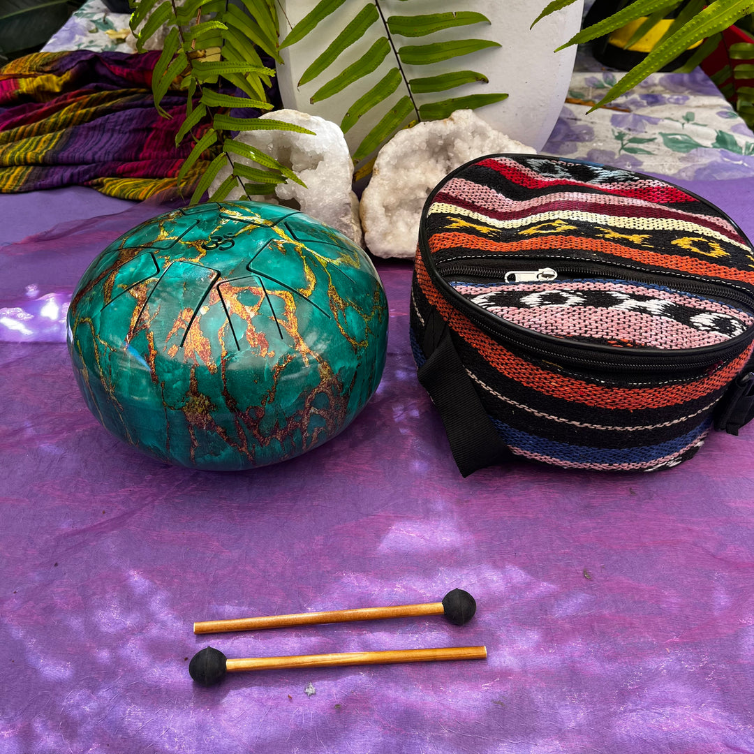 Tongue Drum Hapi Marble Turquoise Set 20 cm