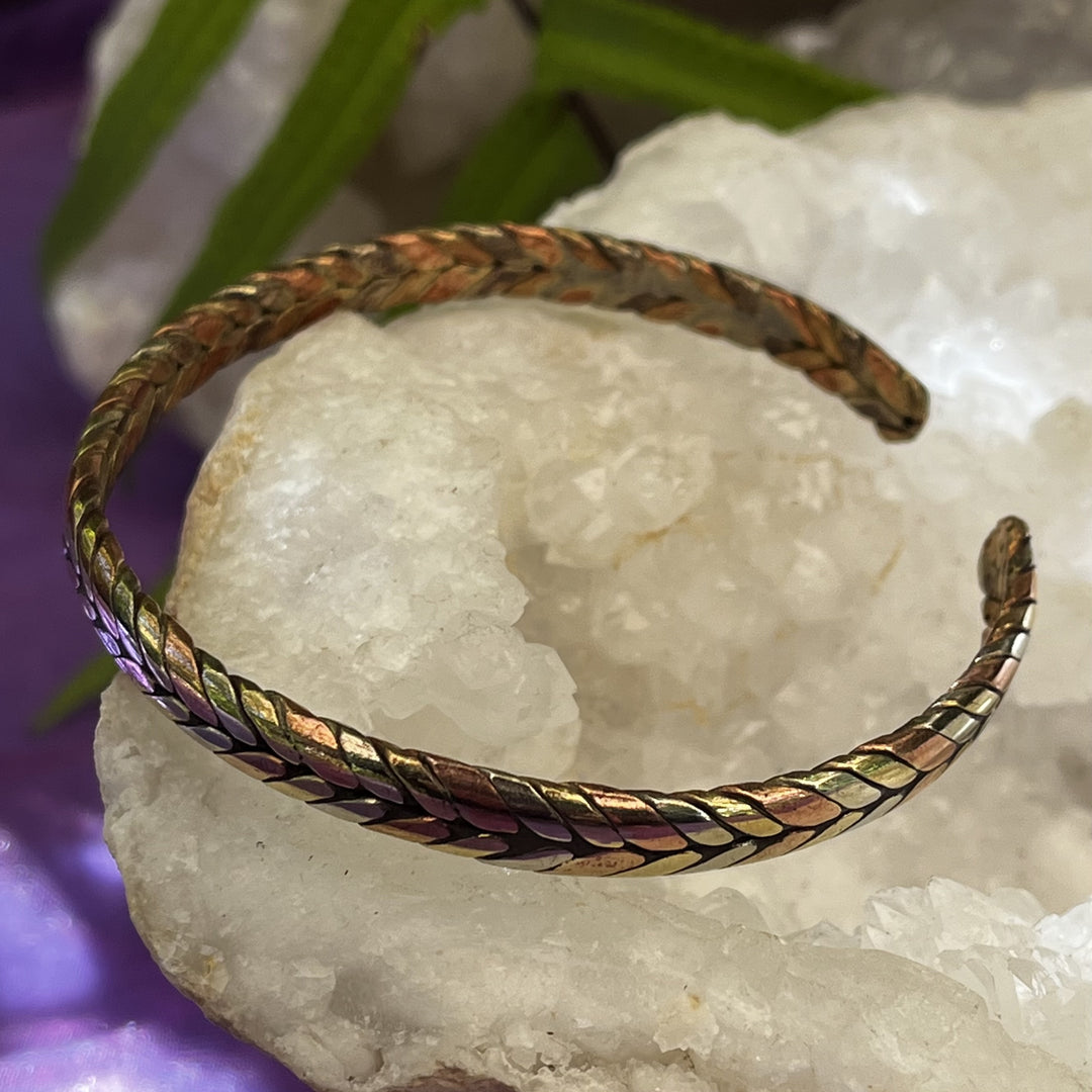 Bracelet Copper Cuff Twisted Tri-Metal 6 cm