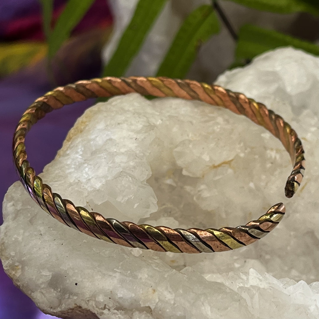 Bracelet Copper Cuff Thin Twisted 4 cm