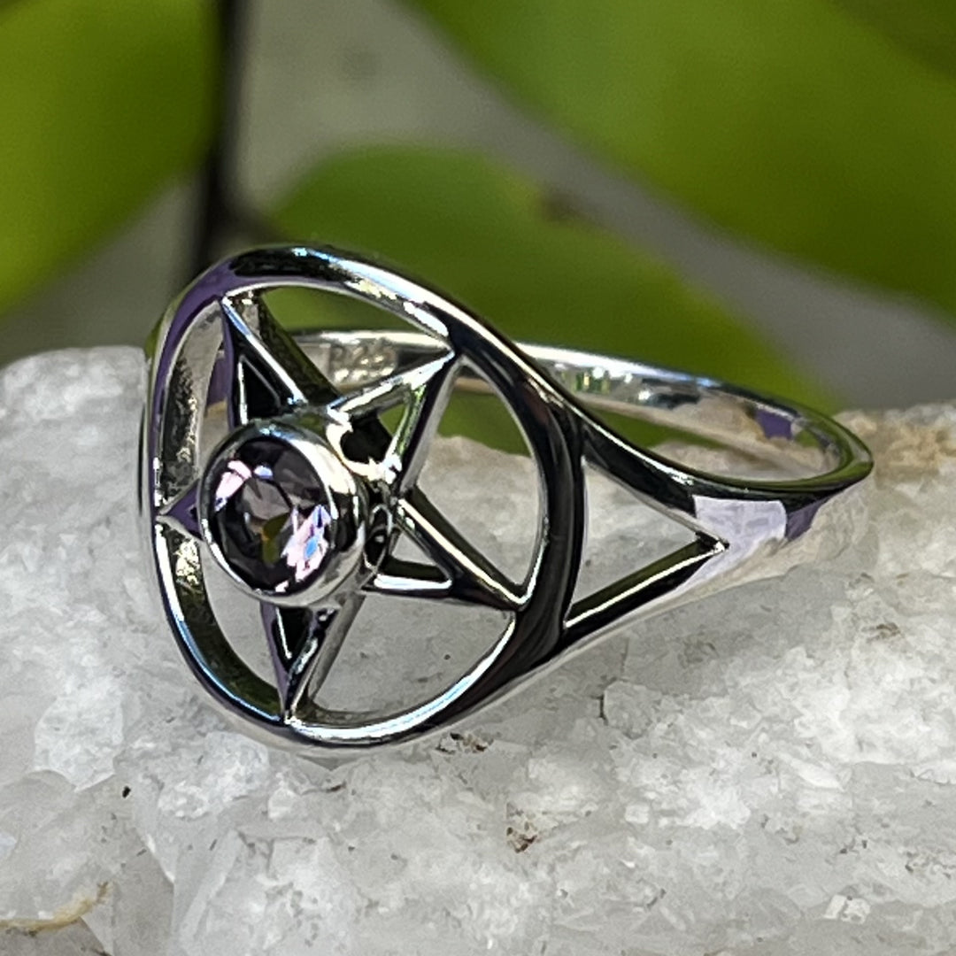 Ring Amethyst Pentagram Mini Facet 0.3 cm