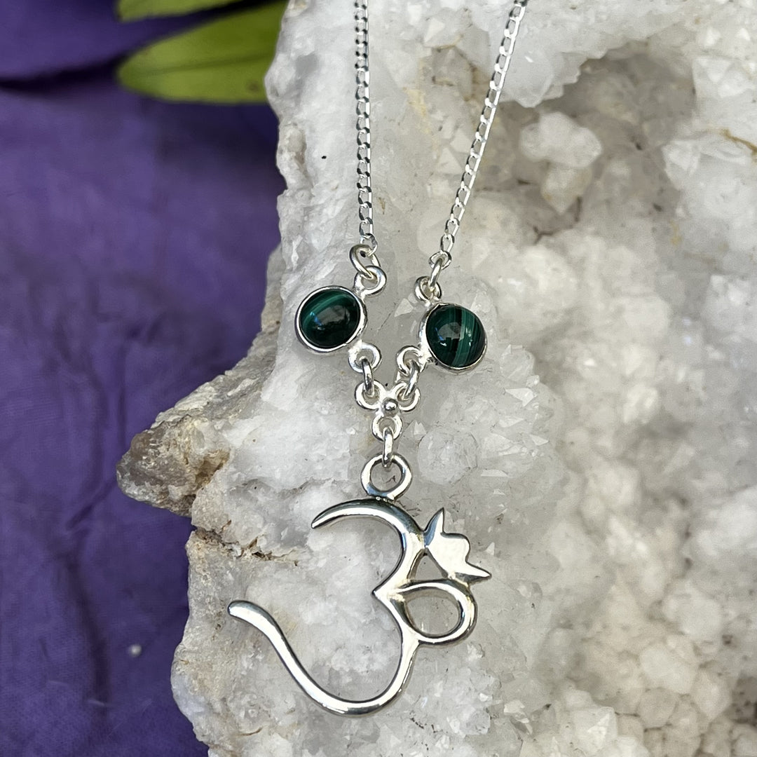Necklace Om with Malachite