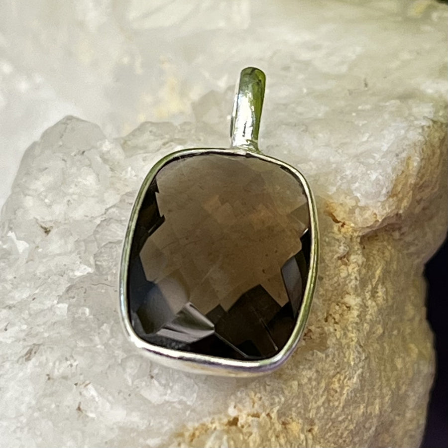 Pendant Smoky Quartz Rectangle Facet 2.2 cm | Carpe Diem With Remi