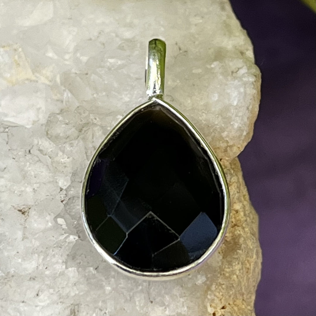 Pendant Black Onyx Teardrop Facet 2.4 cm | Carpe Diem With Remi