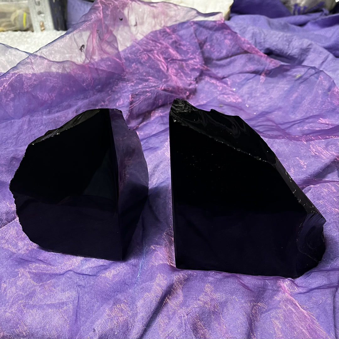 Bookend Black Obsidian Raw 13 cm