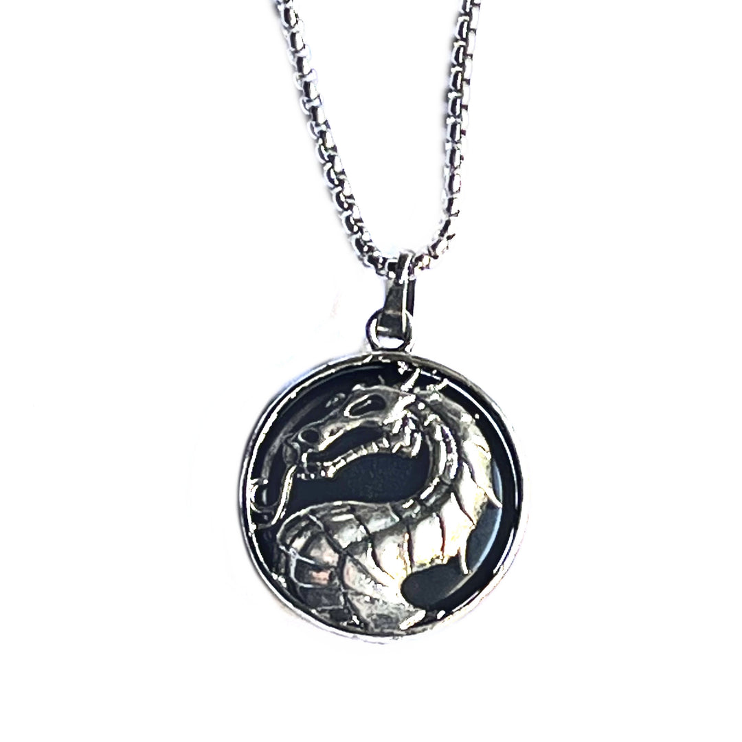 Pendant Obsidian Dragon Round