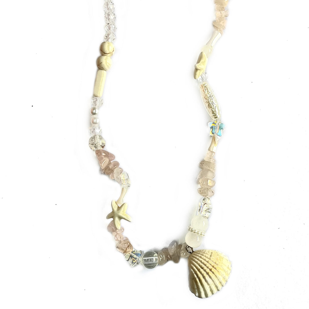 Choker Seastar Rose Quartz and Sea Shell