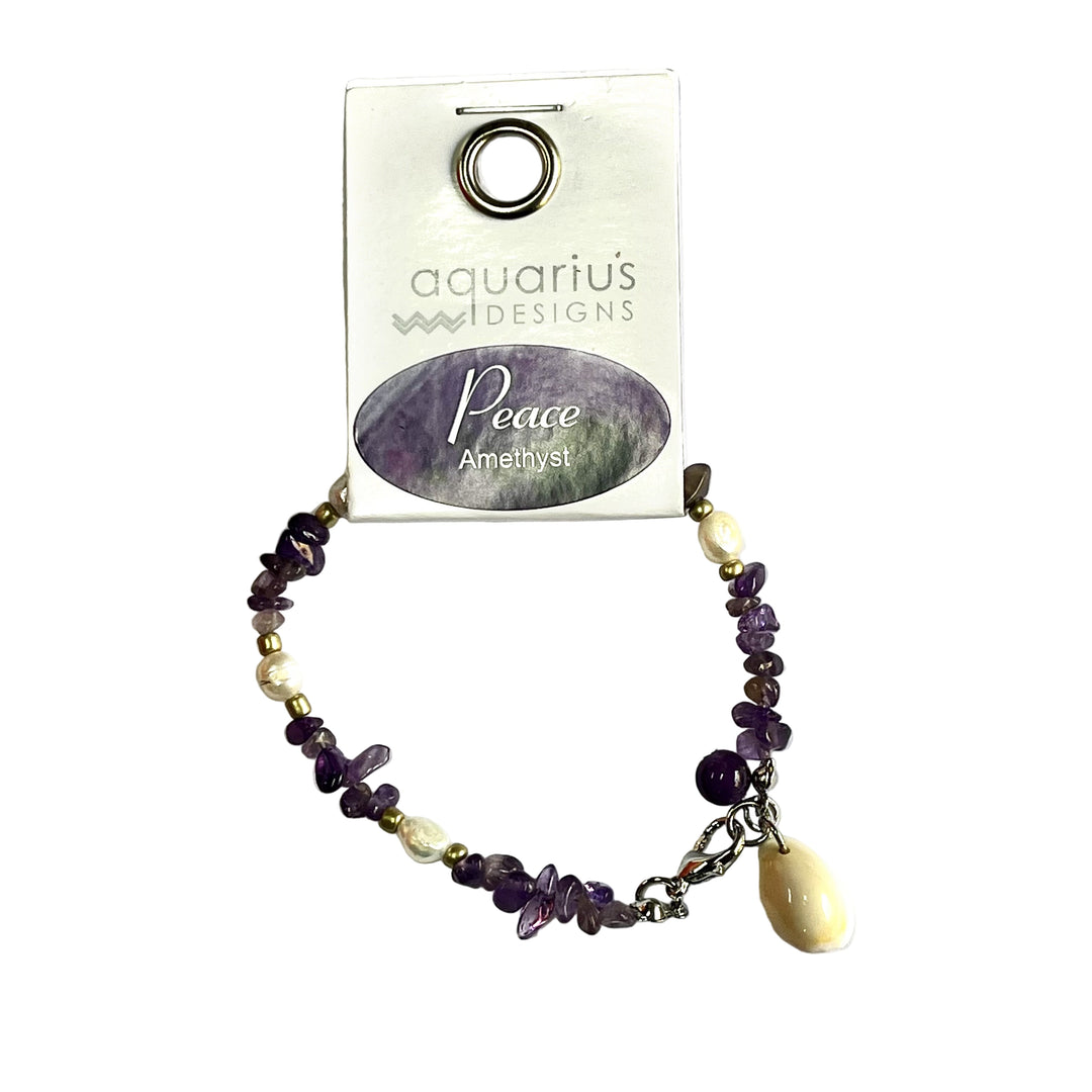 Bracelet Amethyst and Pearl with Cowrie Shell