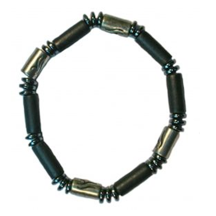 Bracelet Beaded Black with Metal Feature
