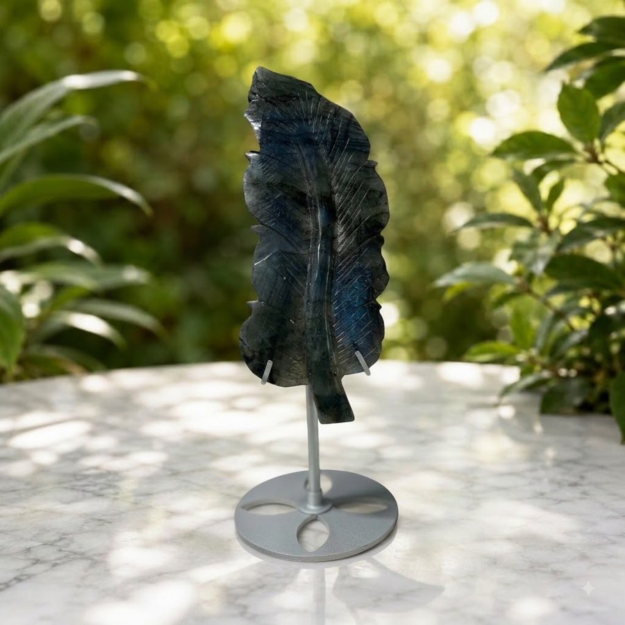 Leaf Labradorite Carving 20 cm | Carpe Diem With Remi