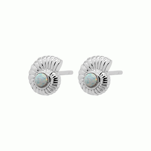 Stud Earrings White Opalite Shell