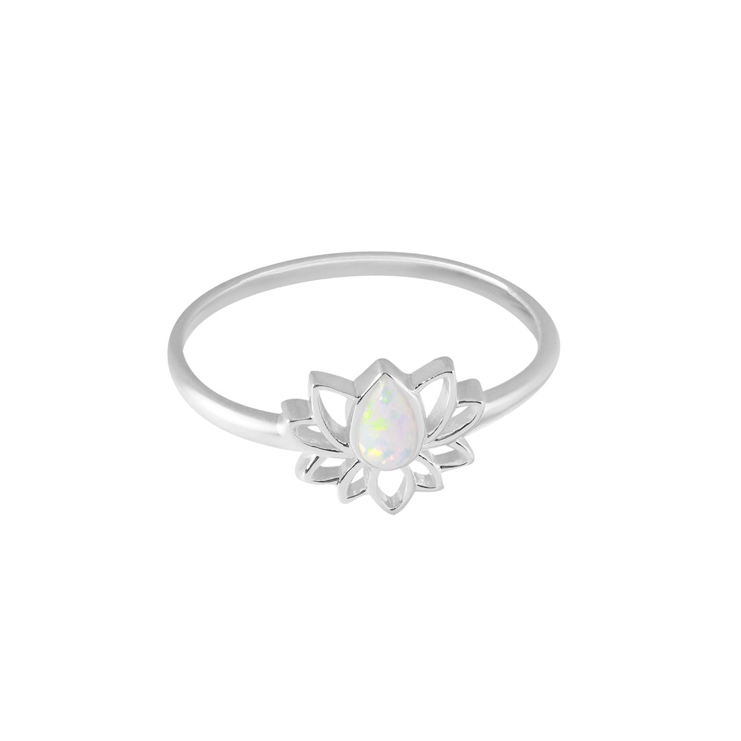 Ring White Opalite Lotus