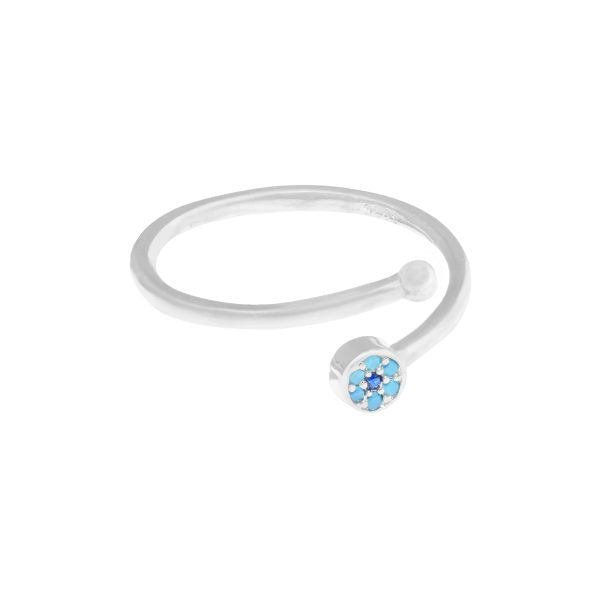 Ring Blue Evil EyeFlower Adjustable