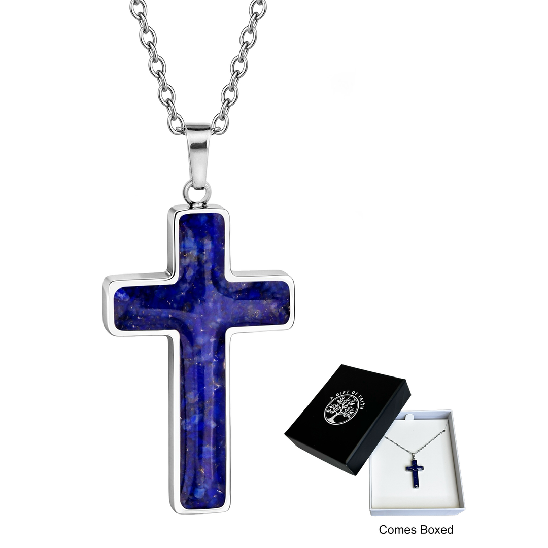 Necklace Cross Lapis Gifts of Faith