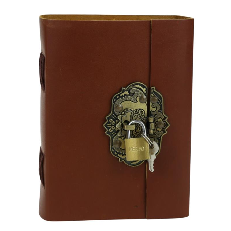 Journal Leather Antique with Padlock 18 cm