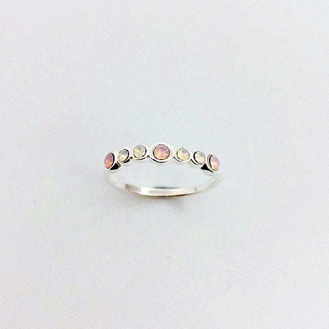 Ring Pink and White  Opalite Petite