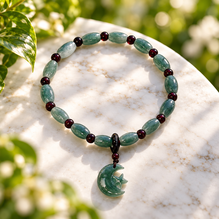Bracelet Jadeite with Charm 6 mm | Carpe Diem With Remi